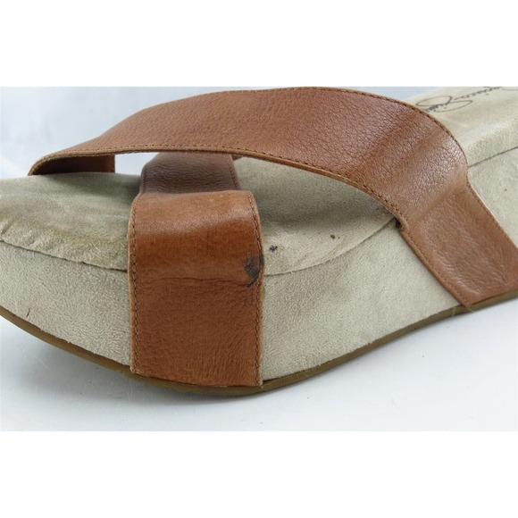 Jessica‎ Simpson Sz 7.5 B Brown Slide Leather Women Sandals - Picture 2 of 8